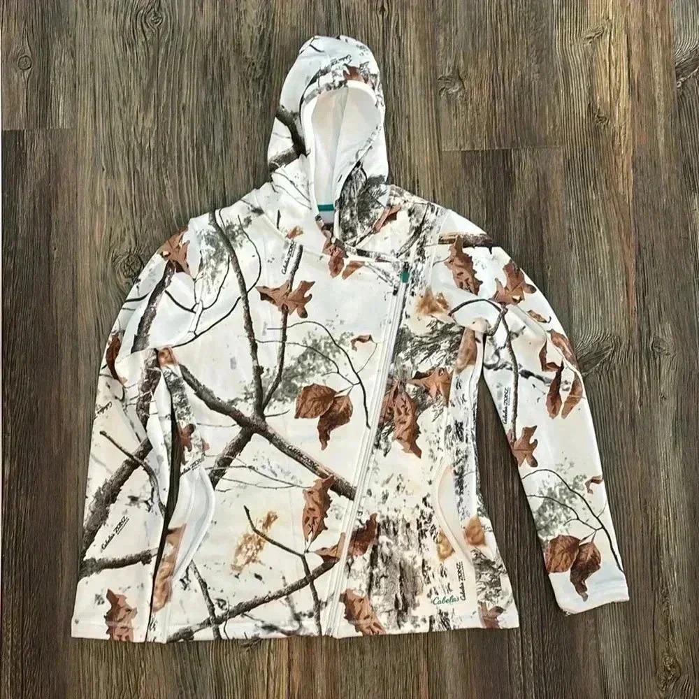 Cabela's Zonz Woodlands Hooded Fleece Hunting Sweatshirt Women’s M L/S Full Zip